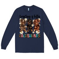 Navy everything is better with dachshunds Long Sleeve Tee - JahusDesignShop