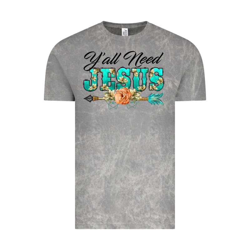 Y'all Need Jesus Arrow Lily Flowers Vintage Tee by BarkalooDesign | Teevron