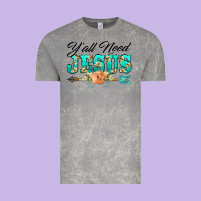 Y'all Need Jesus Arrow Lily Flowers Vintage Tee Designed By Barkaloodesign
