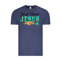 Vintage Denim y'all need jesus arrow lily flowers Vintage Tee - BarkalooDesign