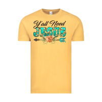 Vintage Mustard y'all need jesus arrow lily flowers Vintage Tee - BarkalooDesign
