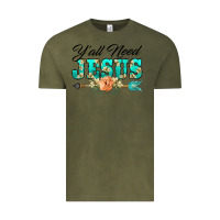 Vintage Olive y'all need jesus arrow lily flowers Vintage Tee - BarkalooDesign