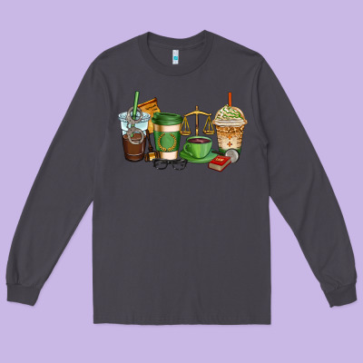 Lawyer Coffee Cups Long Sleeve Tee Designed By Adodesignshop