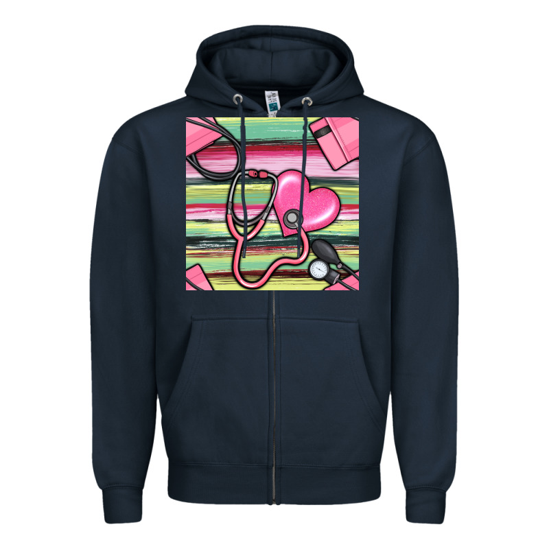 Nurse Stethoscope Seamless Pattern Zipper Hoodie by BundleAndBundleShop | Teevron