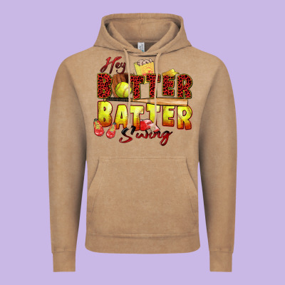 Hey Batter Batter Swing Softball Vintage Hoodie Designed By Zillion Design Studio