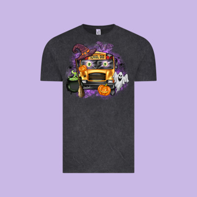 Halloween School Bus Vintage Tee Designed By Texasbilliewilder