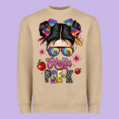 Hello Pre K Heavyweight Sweatshirt Designed By Texasbilliewilder