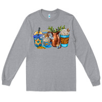 Heather Grey hannukah coffee cups Long Sleeve Tee - AdoDesignShop