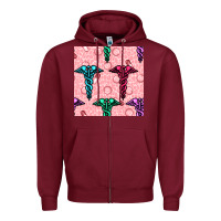 Burgundy Medicine Seamless Pattern Zipper Hoodie - BundleAndBundleShop