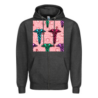 Charcoal Heather Medicine Seamless Pattern Zipper Hoodie - BundleAndBundleShop