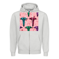Dove Grey Medicine Seamless Pattern Zipper Hoodie - BundleAndBundleShop