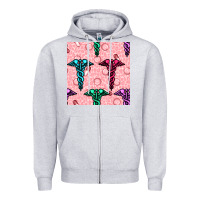Heather Grey Medicine Seamless Pattern Zipper Hoodie - BundleAndBundleShop