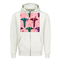 Oatmeal Heather Medicine Seamless Pattern Zipper Hoodie - BundleAndBundleShop