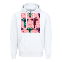 White Medicine Seamless Pattern Zipper Hoodie - BundleAndBundleShop