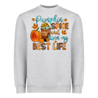 Heather Grey pumpkin spice and livin  my best life Heavyweight Sweatshirt - Zillion Design Studio