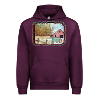 Mauve Wine Christmas Barn Tractor Snow Urban Hoodie - Bettercallsaul