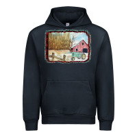 Navy Christmas Barn Tractor Snow Urban Hoodie - Bettercallsaul