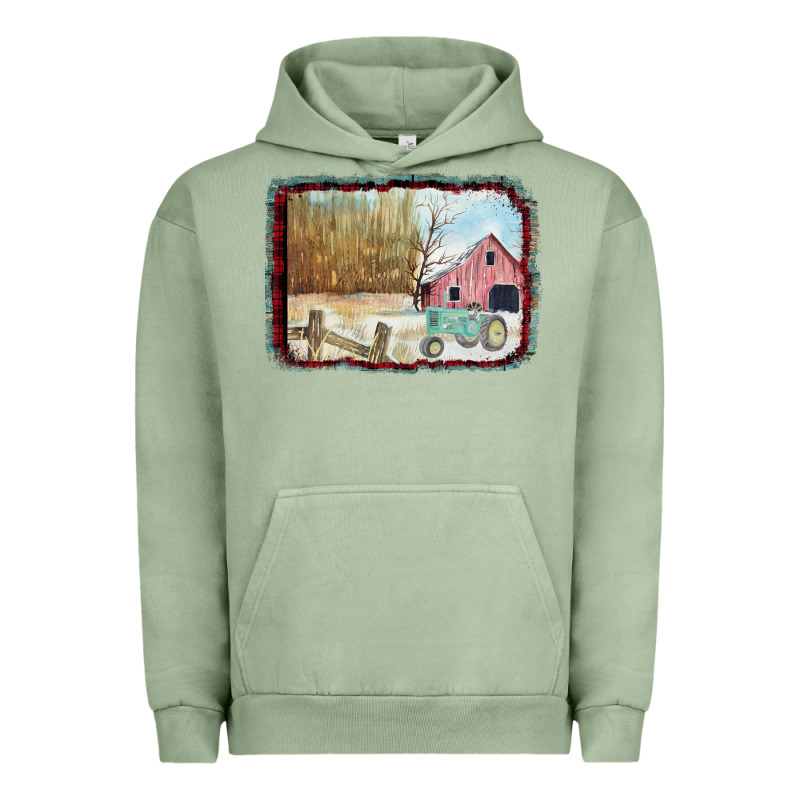 Christmas Barn Tractor Snow Urban Hoodie by Bettercallsaul | Teevron