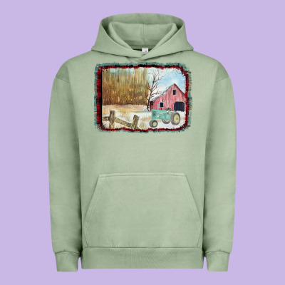 Christmas Barn Tractor Snow Urban Hoodie Designed By Bettercallsaul