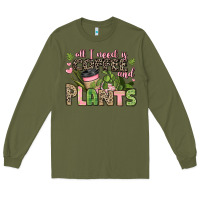 Army Green all i need is coffee and plants Long Sleeve Tee - JahusDesignShop
