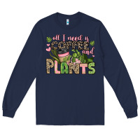 Navy all i need is coffee and plants Long Sleeve Tee - JahusDesignShop