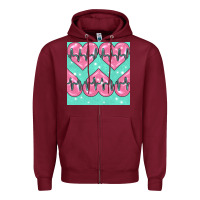 Burgundy Nursing Heart Seamless Pattern Zipper Hoodie - BundleAndBundleShop