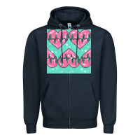 Navy Nursing Heart Seamless Pattern Zipper Hoodie - BundleAndBundleShop