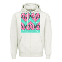 Oatmeal Heather Nursing Heart Seamless Pattern Zipper Hoodie - BundleAndBundleShop