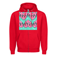 Red Nursing Heart Seamless Pattern Zipper Hoodie - BundleAndBundleShop