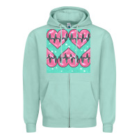 Seafoam Nursing Heart Seamless Pattern Zipper Hoodie - BundleAndBundleShop