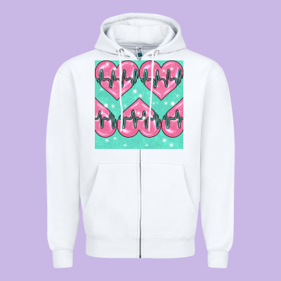 Nursing Heart Seamless Pattern Zipper Hoodie Designed By Bundleandbundleshop