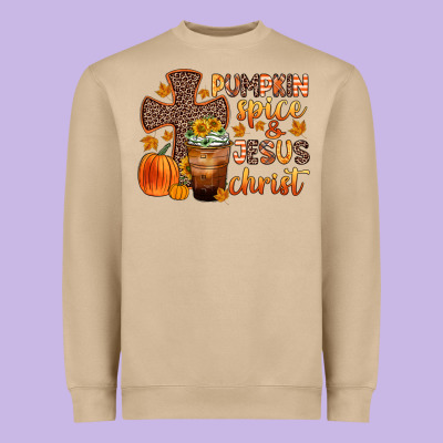 Pumpkin Spice And Jesus Christ Heavyweight Sweatshirt Designed By Zillion Design Studio