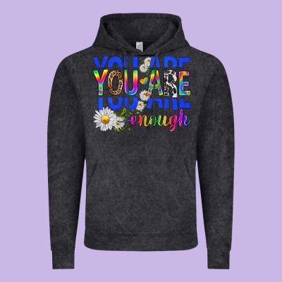 Vintage Hoodie you are enough with daisies