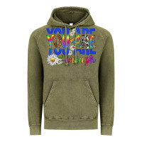 Vintage Olive you are enough with daisies Vintage Hoodie - texasbilliewilder