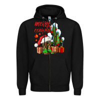 Black merry cowgirl  boots and cactus with gifts Zipper Hoodie - AdoDesignShop