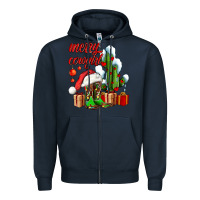 Navy merry cowgirl  boots and cactus with gifts Zipper Hoodie - AdoDesignShop