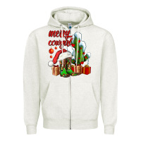 Oatmeal Heather merry cowgirl  boots and cactus with gifts Zipper Hoodie - AdoDesignShop