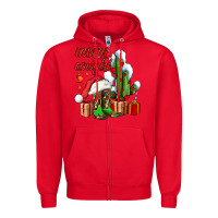 Red merry cowgirl  boots and cactus with gifts Zipper Hoodie - AdoDesignShop