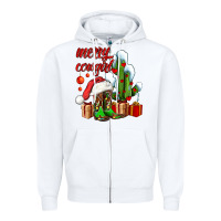 White merry cowgirl  boots and cactus with gifts Zipper Hoodie - AdoDesignShop