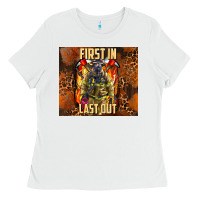 White first in last out firefighter Ladies Tee - AdoDesignShop
