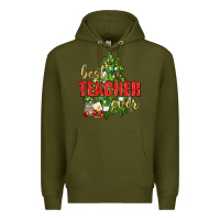 Army Green Best Teacher Ever With Christmas Tree Premium Hoodie - BundleAndBundleShop