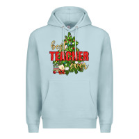 Blue Mist Best Teacher Ever With Christmas Tree Premium Hoodie - BundleAndBundleShop
