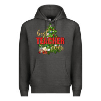 Charcoal Heather Best Teacher Ever With Christmas Tree Premium Hoodie - BundleAndBundleShop