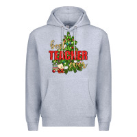 Heather Grey Best Teacher Ever With Christmas Tree Premium Hoodie - BundleAndBundleShop