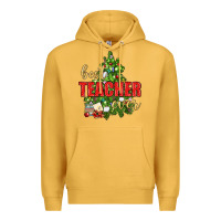 Mustard Best Teacher Ever With Christmas Tree Premium Hoodie - BundleAndBundleShop