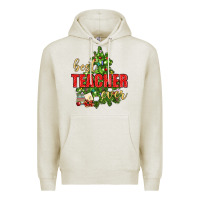 Oatmeal Heather Best Teacher Ever With Christmas Tree Premium Hoodie - BundleAndBundleShop