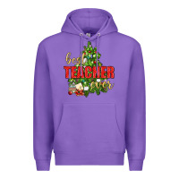 Purple Best Teacher Ever With Christmas Tree Premium Hoodie - BundleAndBundleShop