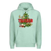Seafoam Best Teacher Ever With Christmas Tree Premium Hoodie - BundleAndBundleShop