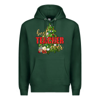 Sports Green Best Teacher Ever With Christmas Tree Premium Hoodie - BundleAndBundleShop