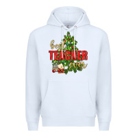 White Best Teacher Ever With Christmas Tree Premium Hoodie - BundleAndBundleShop